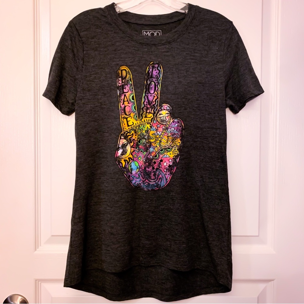 Charcoal Peace Sign Love Graphic Tee